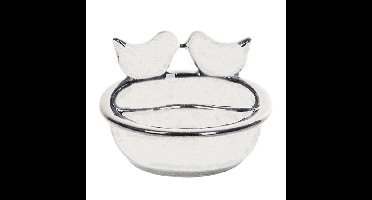 Vogelvoeder- en drinkschaal wit keramiek 21 cm