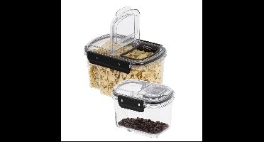 Voorraad bus set van 2 - transparant - 1700 ml / 700 ml - met deksel - voorraadbus/bakjes