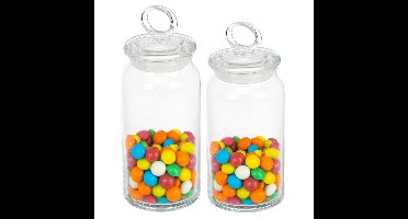Voorraadpotten - 2x stuks - luchtdichte deksel - voedsel - glas - 1x van 860 ml - 1x van 1130 ml
