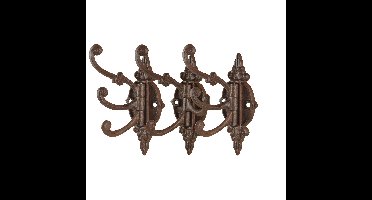 Wandplaat - 3x - met 3 haken - 23 cm - gietijzer - wand kapstok