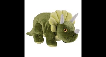 Warmte/magnetron opwarm knuffel - Dinosaurus/Triceratops - groen - 35 cm - pittenzak