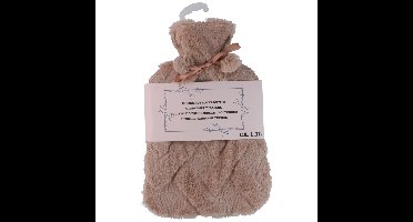 Warmwaterkruik - bruin - 1,75L - fluffy pluche hoes - bedkruik - kruik - kruik met hoes