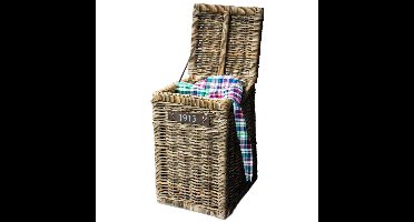Wasmand met deksel - rotan - handgevlochten - 40 x 40 x 66 cm - riet - wasgoed mand