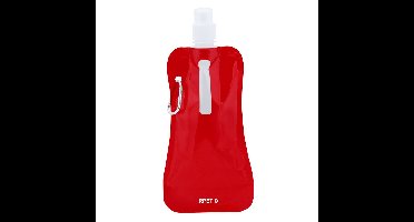 Waterfles / drinkfles opvouwbaar - rood - kunststof - 400 ml - schroefdop - ophanghaak
