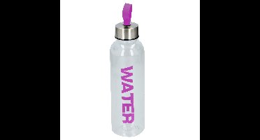 Waterfles / drinkfles / sportfles - transparant/paars - kunststof - 550 ml - schroefdop