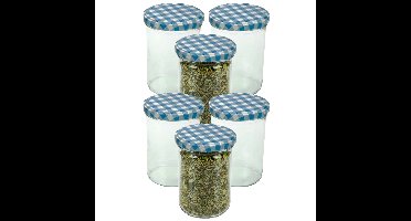 Weckpotten / inmaakpotten - blauw - 6x stuks - 440 ml - met draaideksel - glas