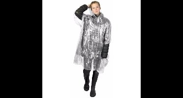 Wegwerp regenponcho - transparant - voor volwassenen - met capuchon - budget line