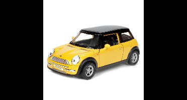 Welly Speelgoed Mini Cooper auto - geel - die-cast metaal - 11 cm - modelauto
