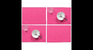 Wicotex luxe Placemats Plain - Set van 10x stuks - fuchsia roze - 43 x 30 cm - Met anti slip laag -