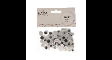 Wiebelogen/oogjes - wit/zwart - 100x stuks - knutselen / hobby plak oogjes