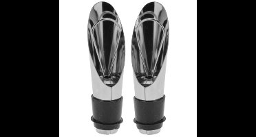 Wijnfles schenktuit/afsluitdop - 2x stuks - RVS