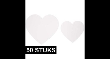 Witte decoratie hartjes van karton - 100x stuks - Bruiloft/huwelijk thema versieringen - 6 en 8 cm
