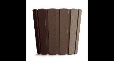Wood-look plantenpot/bloempot kunststof dia 16.5 cm/hoogte 15 cm houtbruin