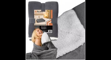 Woondeken - dubbelzijdig - donkergrijs - fleece en teddy - 150 x 200 cm - plaid