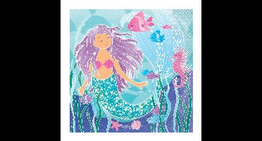 Zeemeermin/mermaid/oceaan themafeest servetten - 48x stuks - 33 x 33 cm - Kinder feestartikelen