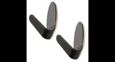 Zelfklevende haakjes zwart rvs keuken/badkamer/kleding/ophang - set 12x