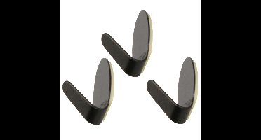 Zelfklevende haakjes zwart rvs keuken/badkamer/kleding/ophang - set 18x