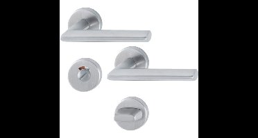 Hoppe deurkruk met wc-rozet - Stockholm - deurdikte 37/42mm - RVS