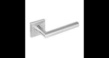 Intersteel deurkruk met vierkant rozet - Hoek 90° - RVS geborsteld