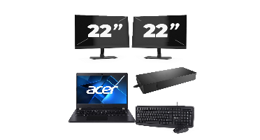 Acer TravelMate P214-53 - Intel Core i3-11e Generatie - 14 inch - 8GB RAM - 256GB SSD - Windows 11 Home + 2x 22 inch Monitor