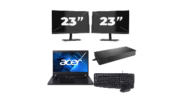 Acer TravelMate P214-53 - Intel Core i5-11e Generatie - 14 inch - 8GB RAM - 256GB SSD - Windows 11 Home + 2x 23 inch Monitor