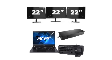 Acer TravelMate P214-53 - Intel Core i5-11e Generatie - 14 inch - 8GB RAM - 256GB SSD - Windows 11 Home + 3x 22 inch Monitor