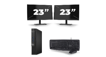 Dell OptiPlex 3070 Micro USFF - Intel Core i5-9e Generatie - 8GB RAM - 256GB SSD - Windows 11 + 2x 23 inch Monitor