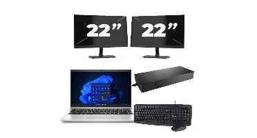 HP EliteBook 645 G9 - AMD Ryzen 5 5625U - 14 inch - 8GB RAM - 256GB SSD - Windows 11 Home + 2x 22 inch Monitor