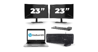 HP EliteBook 820 G3 - Intel Core i7-6e Generatie - 12 inch - 8GB RAM - 256GB SSD - Windows 11 + 2x 23 inch Monitor