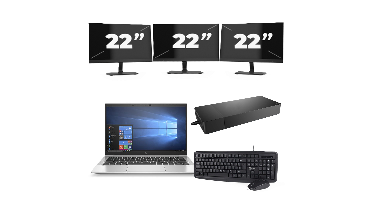 HP EliteBook 830 G7 - Intel Core i7-10e Generatie - 13 inch - 8GB RAM - 256GB SSD - Windows 11 + 3x 22 inch Monitor