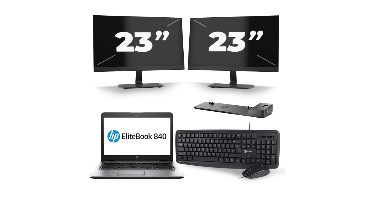 HP EliteBook 840 G3 - Intel Core i7-6e Generatie - 14 inch - 8GB RAM - 256GB SSD - Windows 11 + 2x 23 inch Monitor