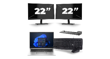 HP EliteBook 840 G9 - Intel Core i5-12e Generatie - 14 inch - 8GB RAM - 256GB SSD - Windows 11 + 2x 22 inch Monitor