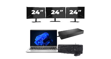 HP ProBook 440 G9 - Intel Core i3-12e Generatie - 14 inch - 8GB RAM - 256GB SSD - Windows 11 + 3x 24 inch Monitor