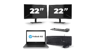 HP ProBook 450 G5 - Intel Core i5-8e Generatie - 15 inch - 8GB RAM - 256GB SSD - Windows 11 + 2x 22 inch Monitor