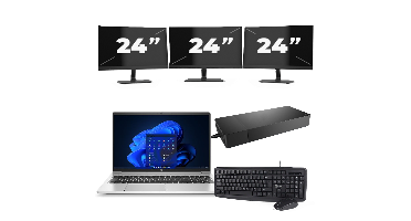 HP ProBook 450 G9 - Intel Core i5-12e Generatie - 15 inch - 8GB RAM - 256GB SSD - Windows 11 Home + 3x 24 inch Monitor