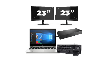 HP ProBook 455R G6 - AMD Ryzen 5 3500U - 15 inch - 8GB RAM - 256GB SSD - Windows 10 Home + 2x 23 inch Monitor