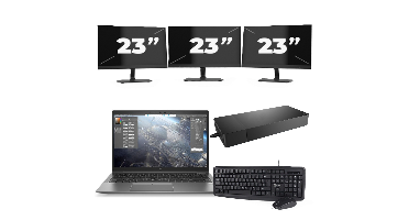 HP ZBook Firefly 14 G7 - Intel Core i7-10e Generatie - 14 inch - 16GB RAM - 256GB SSD - Windows 11 Home + 3x 23 inch Monitor