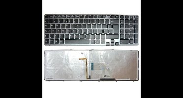 Notebook keyboard voor Sony SVE15 SVE17, backlit, zwarte toetsen met grijs frame, UK-Versie