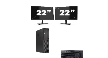 Lenovo ThinkCentre M720s SFF - Intel Core i5-9e Generatie - 8GB RAM - 256GB SSD - Windows 11 + 2x 22 inch Monitor