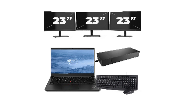 Lenovo ThinkPad E14 - Intel Core i3-10e Generatie - 14 inch - 8GB RAM - 256GB SSD - Windows 11 + 3x 23 inch Monitor