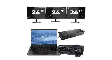 Lenovo ThinkPad E14 - Intel Core i3-10e Generatie - 14 inch - 8GB RAM - 256GB SSD - Windows 11 + 3x 24 inch Monitor