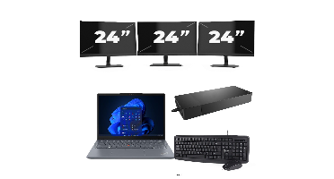Lenovo Thinkpad X13 - Intel Core i5-10e Generatie - 13 inch - 16GB RAM - 256GB SSD - Windows 11 + 3x 24 inch Monitor