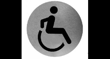 Mediclinics Mediclinics pictogram invalide toilet zelfklevend rond PS0004CS - RVS