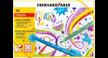 Doos glitter viltstiften Eberhard Faber 16 kleuren