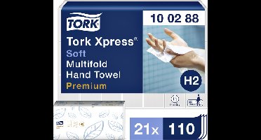 Handdoek Tork H2 100288 Premium 2laags 21x34cm 21x110st