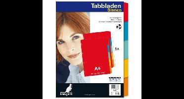 Tabbladen 4-gaats 5-delig assorti karton Kangaro
