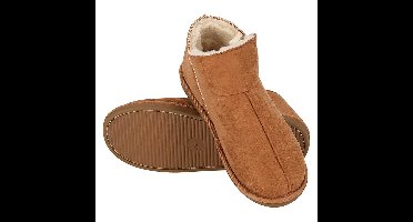 Apollo dames sloffen - instappers - cognac - suede look - hoog model - pantoffels - harde zool