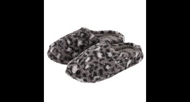 Apollo Instap sloffen - donkergrijs - luipaard print - pantoffels - antislip zool
