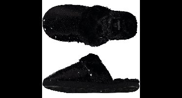 Dames instap slippers/pantoffels met pailletten zwart maat 41-42
