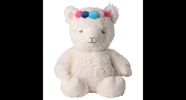 Warmte/magnetron opwarm knuffel - Alpaca - wit - 30 cm - pittenzak